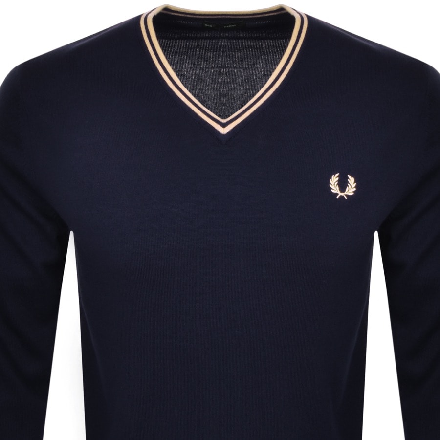 Alternative Image for ProductFred Perry V Neck Knit Jumper Navy2